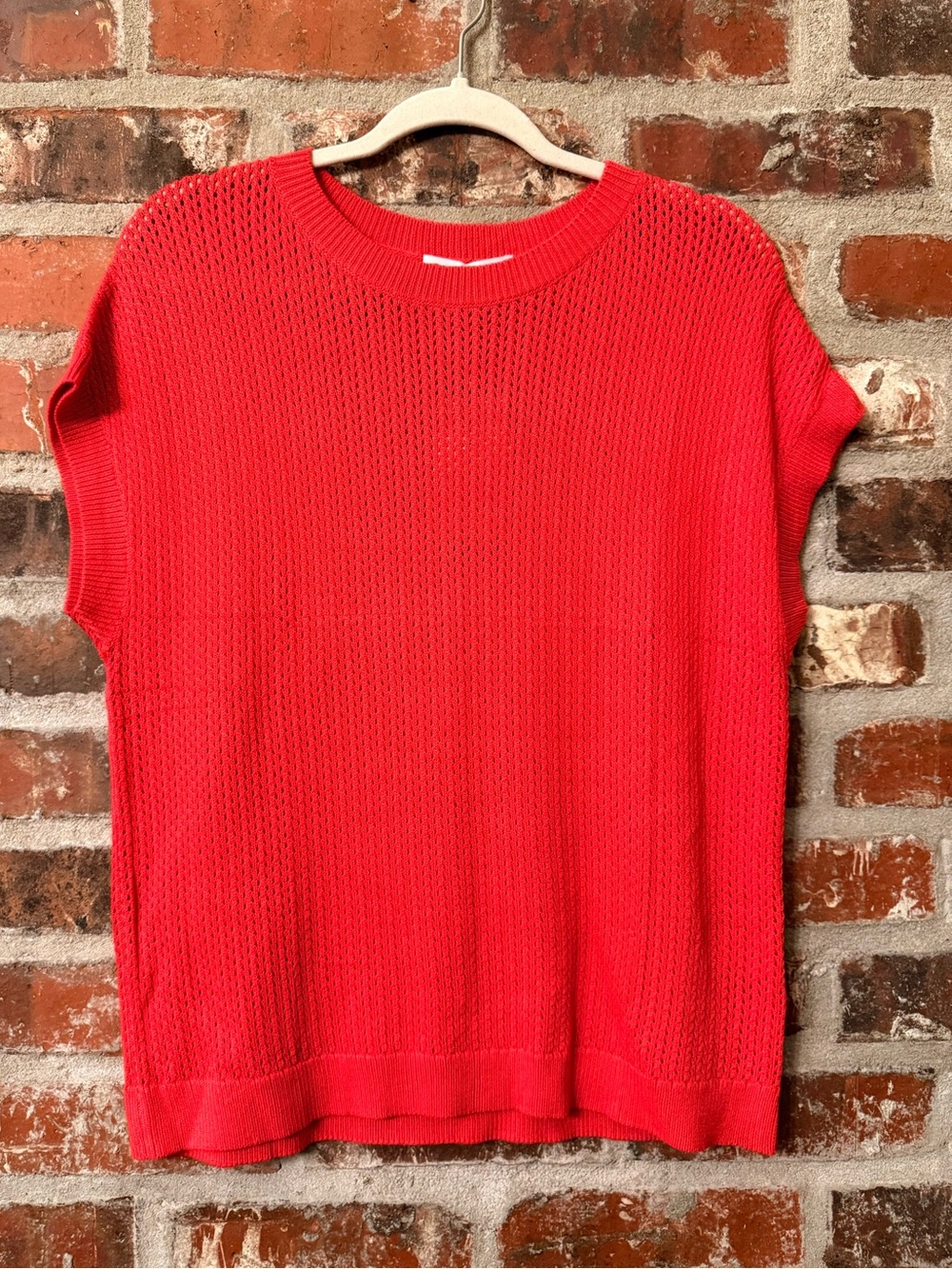 S63 - PrettyGarden Red Knit Short-Sleeve Women's Sweater